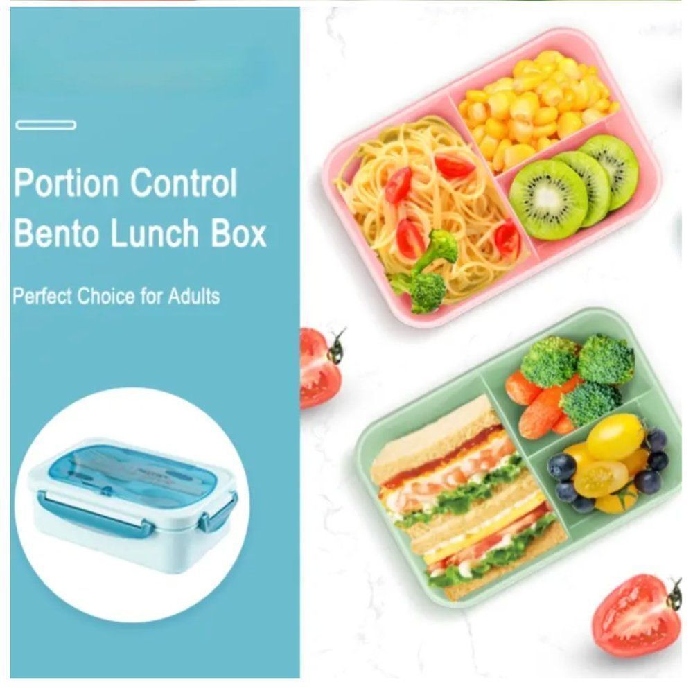 NEW Portion Control Leakproof Lunch Bento Box Microwave Safe Tableware PINK ONLY - Picture 5 of 15
